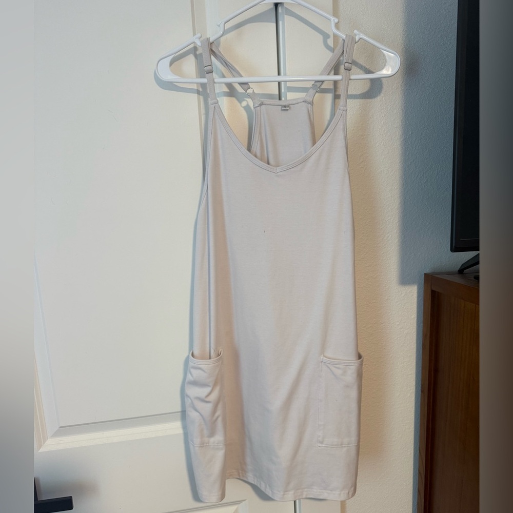 Cream Sleeveless Dress with Pockets